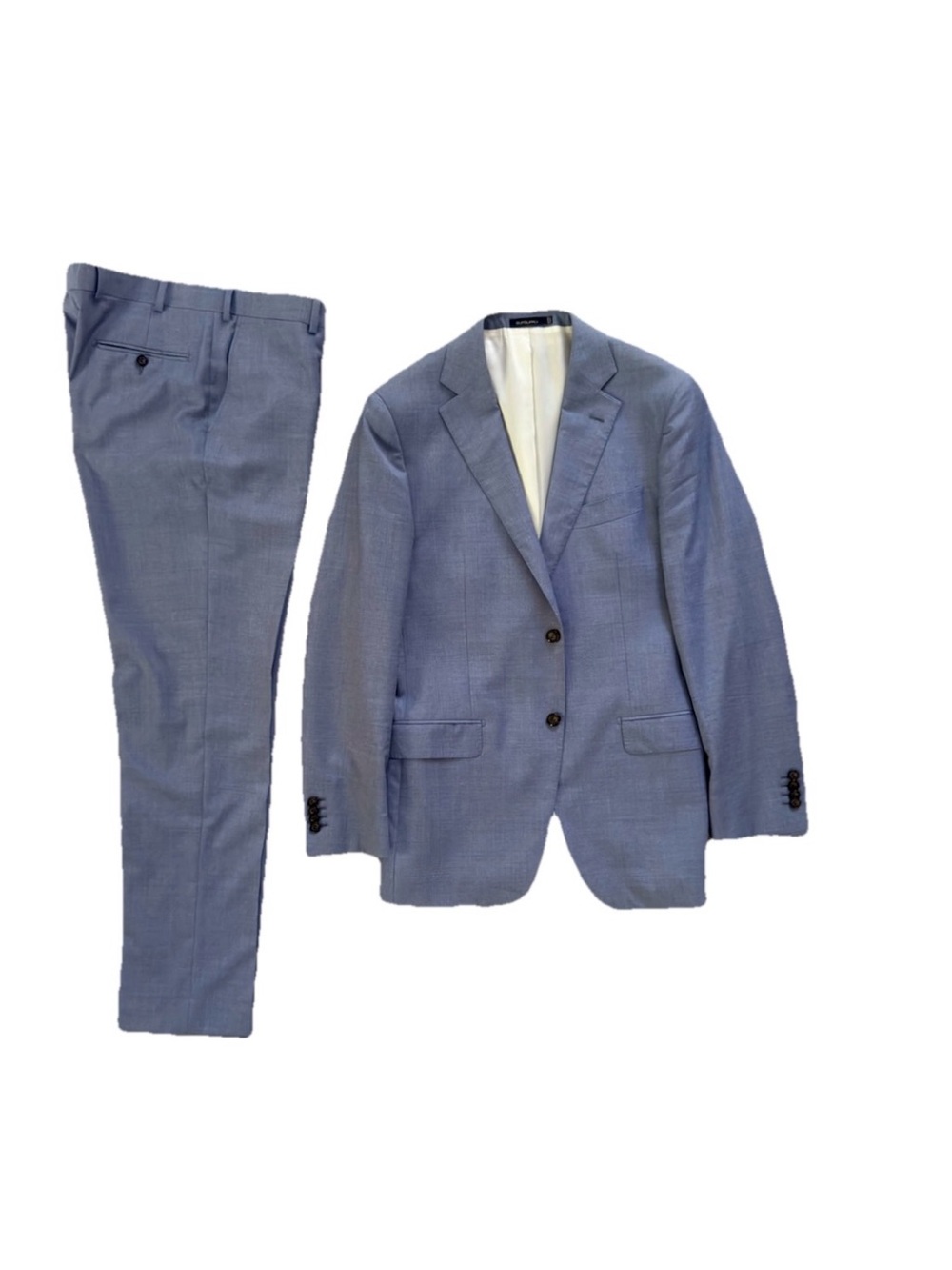 SuitSupply Napoli Blue Italian Wool Suit Reda 1865 Fabric Size 40L pants size 34